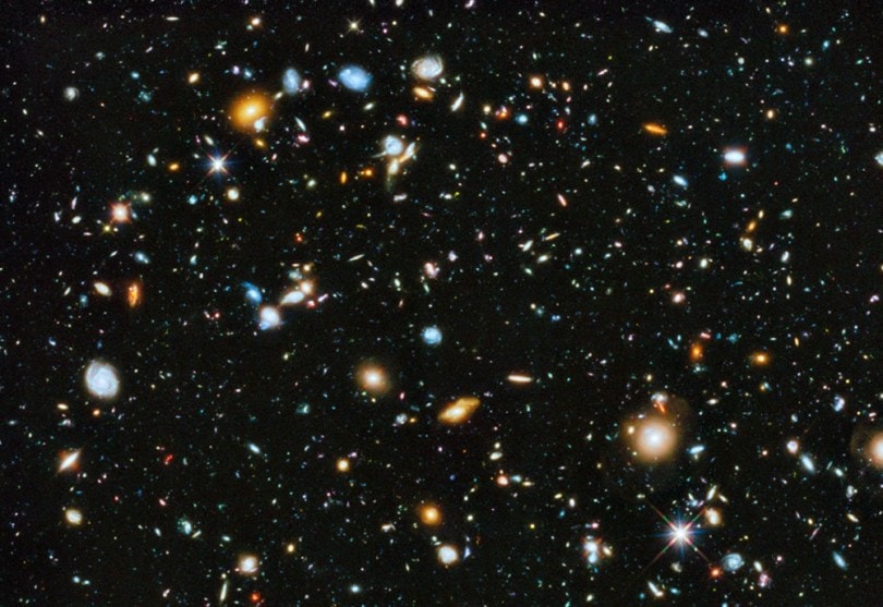 The universe is a very big place -- these are galaxies billions of light years away.